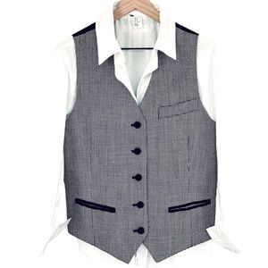 Valerie Stevens Petites Black And White Houndstooth Wool Vest Size 14